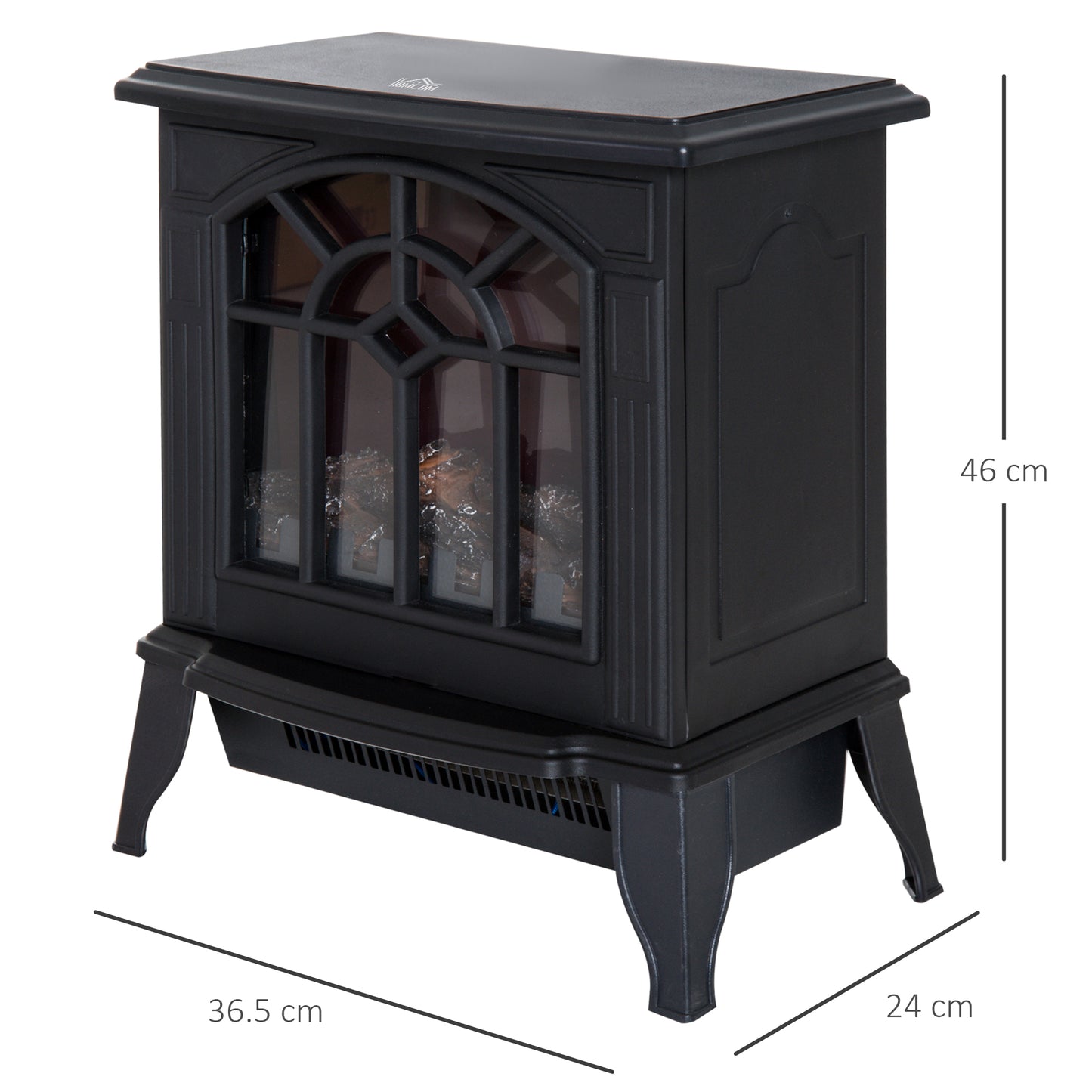 Freestanding Electric Fireplace Heater w/ LED Flame 1000W/2000W Black