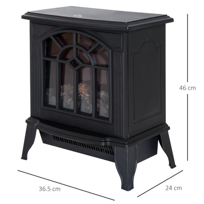 Freestanding Electric Fireplace Heater w/ LED Flame 1000W/2000W Black