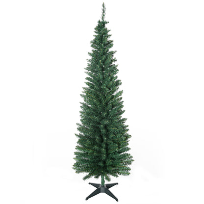 6FT Pencil Artificial Christmas Tree with Solid Stand Tips Green