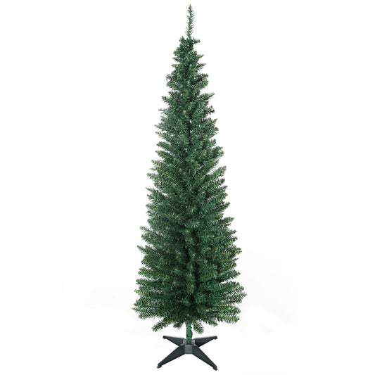 6FT Pencil Artificial Christmas Tree with Solid Stand Tips Green