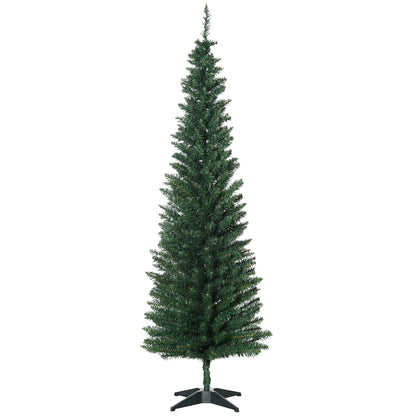 6FT Pencil Artificial Christmas Tree with Solid Stand Tips Green