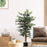 Artificial Ficus Tree in Pot, 130cm Tall Fake Plant with Lifelike Leaves and Natural Trunks, for Indoor Outdoor, Green