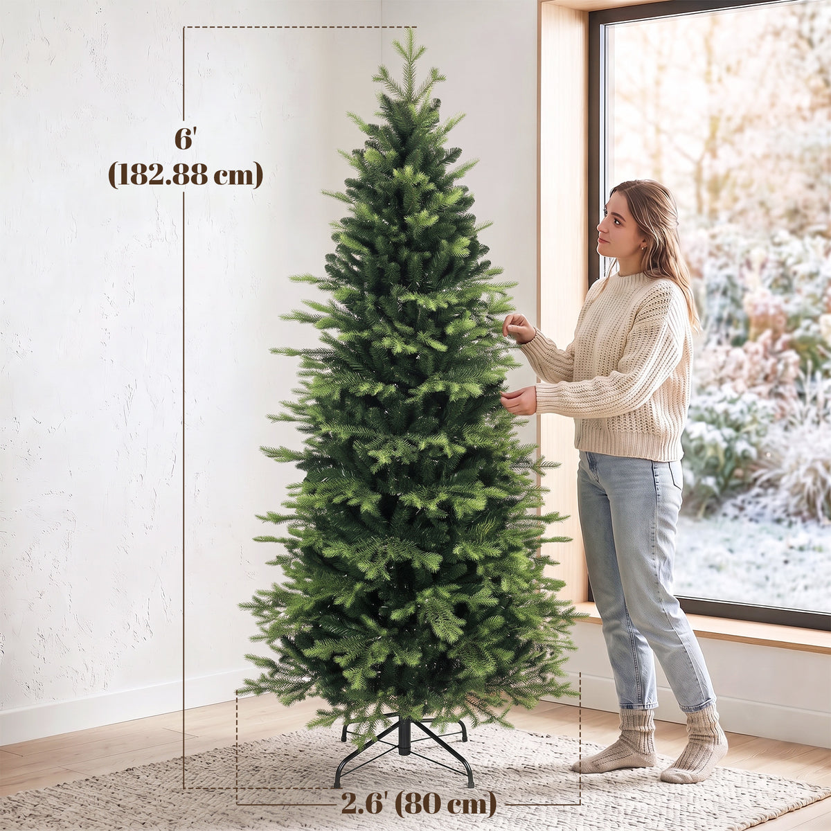 Geneva Fir Hinged Xmas Tree with 1610 Branch Tips, Green
