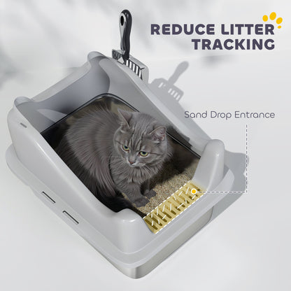 Stainless Steel Cat Litter Box with High Sides, 43 x 33 x 25 cm