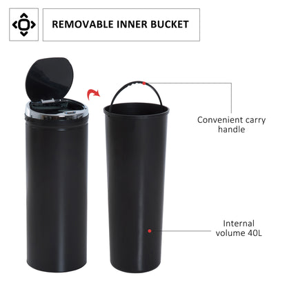 Automatic Hand Sensor Dustbin Kitchen Waste Bin Rubbish Can 50L Black