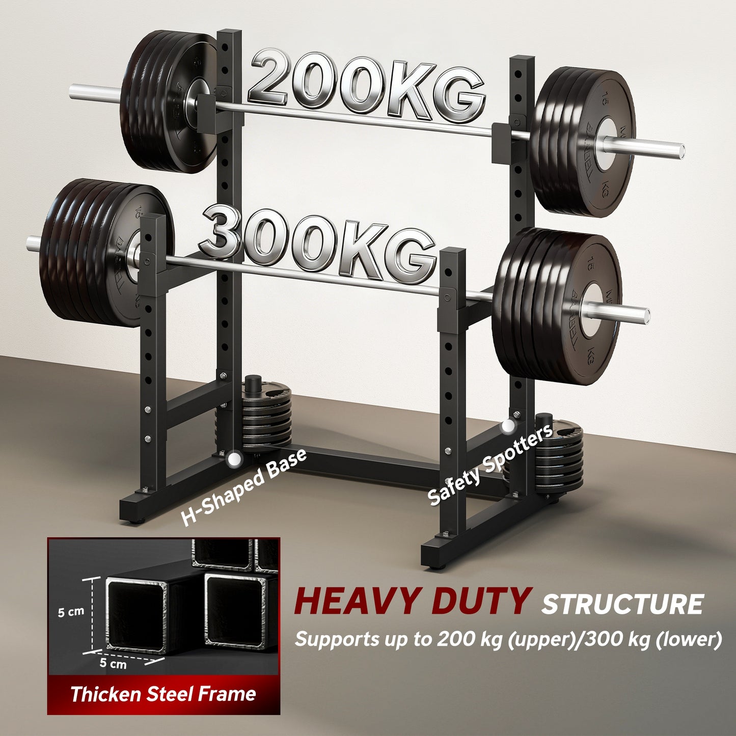 Adjustable Squat Rack, Barbell Rack Stand, Max Load 300kg