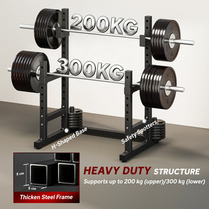 Adjustable Squat Rack, Barbell Rack Stand, Max Load 300kg