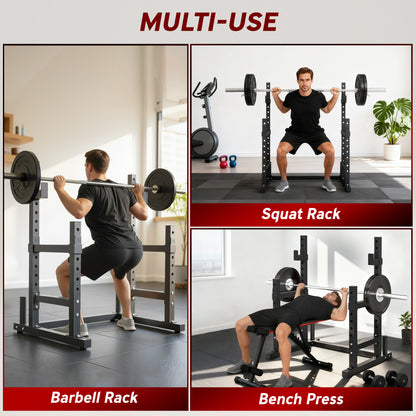 Adjustable Squat Rack, Barbell Rack Stand, Max Load 300kg