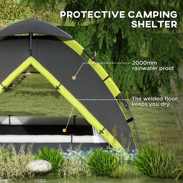 3-4 Man Camping Tent, Family Tent, 2000mm Waterproof, Portable with Bag, Quick Setup, Green