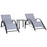 3 Pieces Lounge Chair Set Garden Outdoor Recliner Sunbathing Chair with Table, Grey