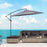 3(m) Garden Banana Parasol Cantilever Umbrella with Crank Handle and Cross Base, 8 Ribs for Outdoor, Hanging Sun Shade, Grey