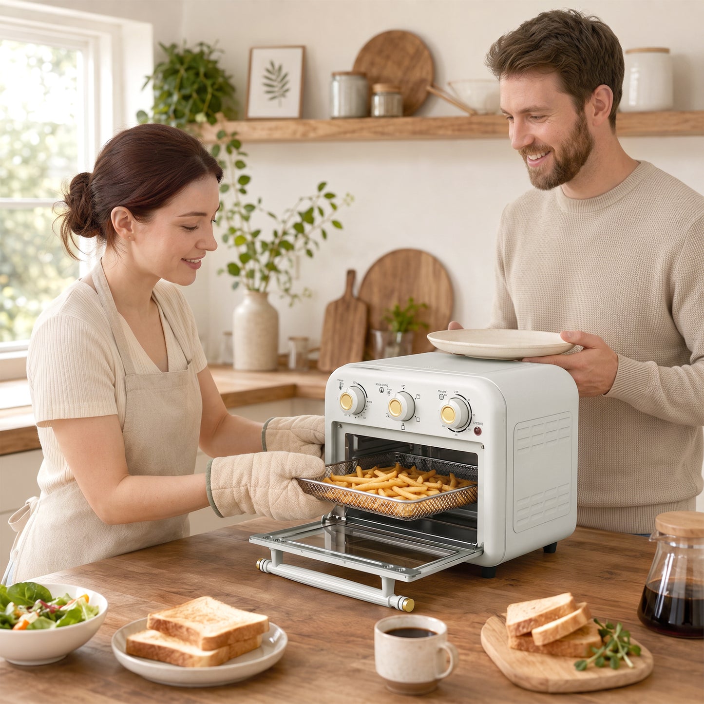Air Fryer Oven, Convection Oven, 12 L, Cream White