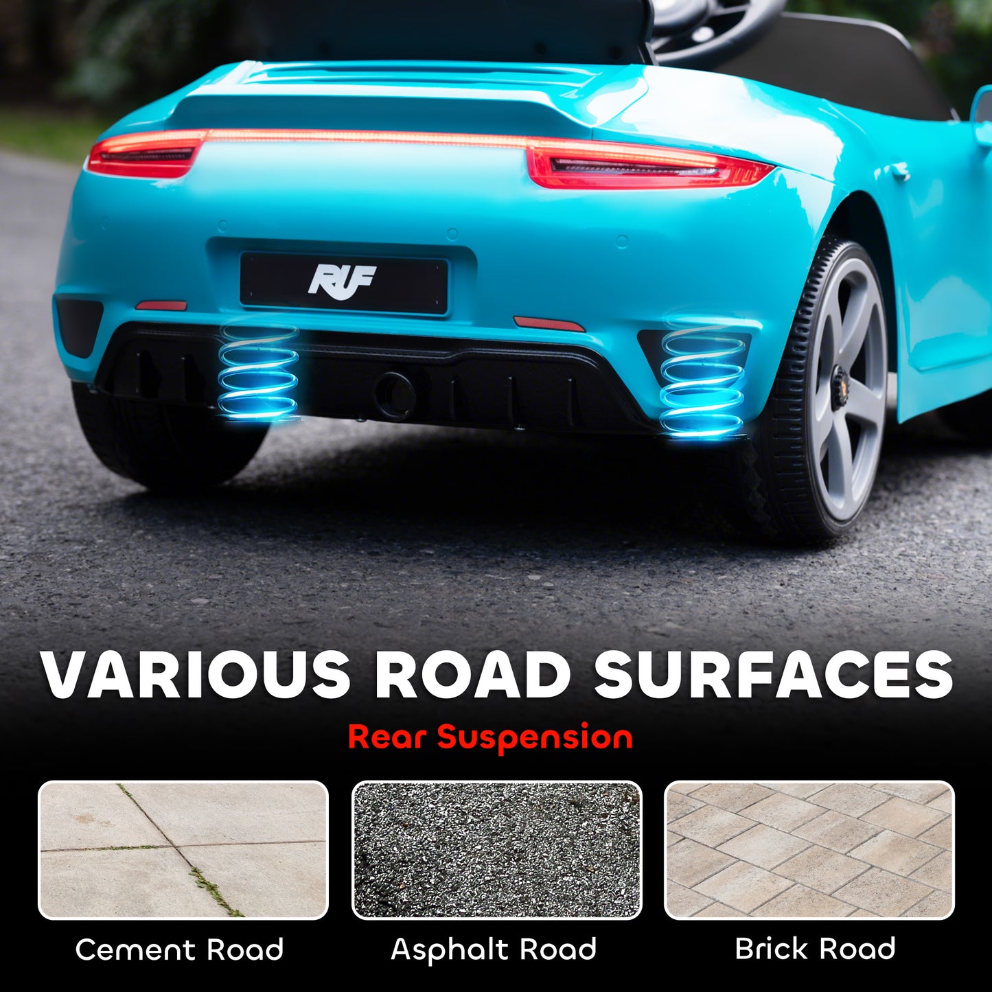 RUF GT Licensed Electric Car for Kids, 12V Kids Ride on Car with Suspension System, Remote Control, Music, Horn, USB, Slow Start and Safety Belt for 3-5 Years Old Boys and Girls, Blue