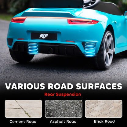 RUF GT Licensed Electric Car for Kids, 12V Kids Ride on Car with Suspension System, Remote Control, Music, Horn, USB, Slow Start and Safety Belt for 3-5 Years Old Boys and Girls, Blue