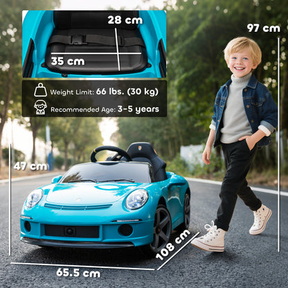 RUF GT Licensed Electric Car for Kids, 12V Kids Ride on Car with Suspension System, Remote Control, Music, Horn, USB, Slow Start and Safety Belt for 3-5 Years Old Boys and Girls, Blue
