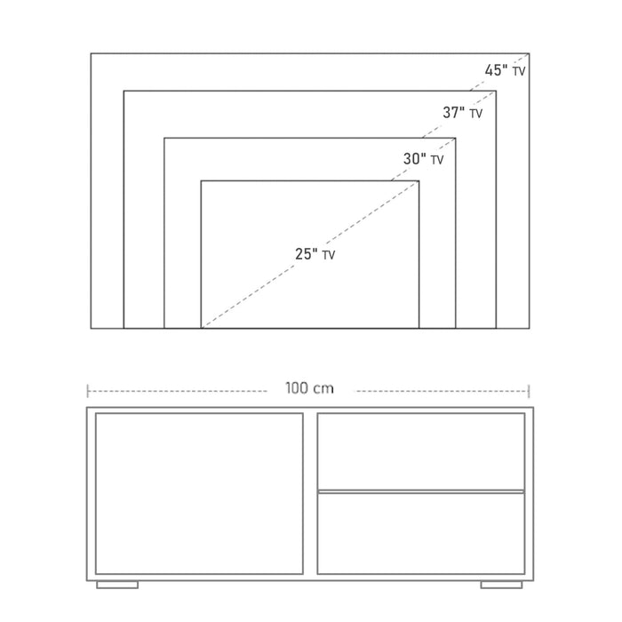 Modern TV Stand Media Unit w/ High Gloss Door Cabinet 2 Shelves Living Room Office Home Furniture White