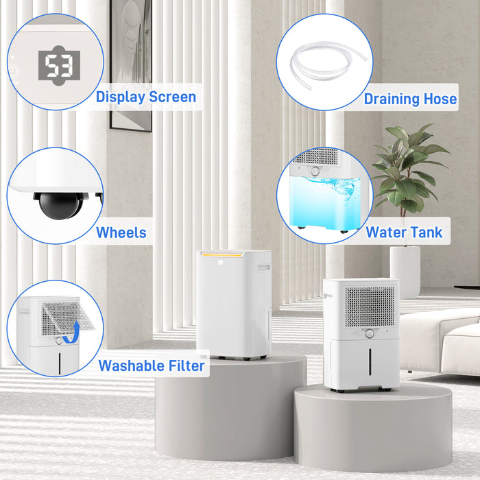 20L/Day Dehumidifier for Home Damp, with 24H Timer, White