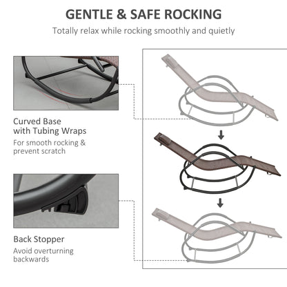 Rocking Chair Zero Gravity Rocking Lounge Chair Rattan Effect Patio Rocker w/ Removable Pillow Recliner Seat Breathable Texteline - Brown