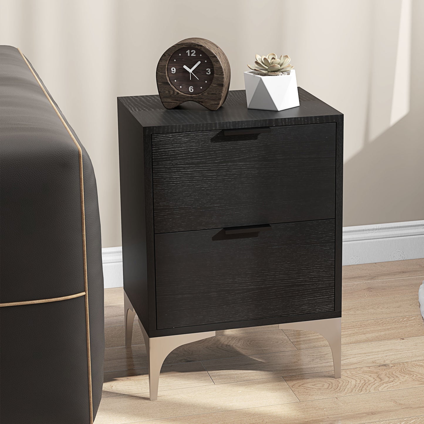 Bedside Tables Set of 2 with 2 Drawers for Bedroom, Living Room