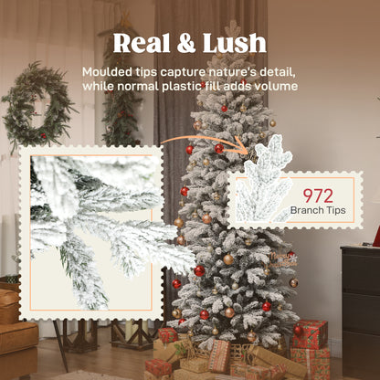 7ft Pencil Christmas Tree with Snow, Realistic Tips, Easy Assembly