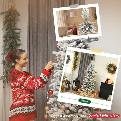 7ft Pencil Christmas Tree with Snow, Realistic Tips, Easy Assembly