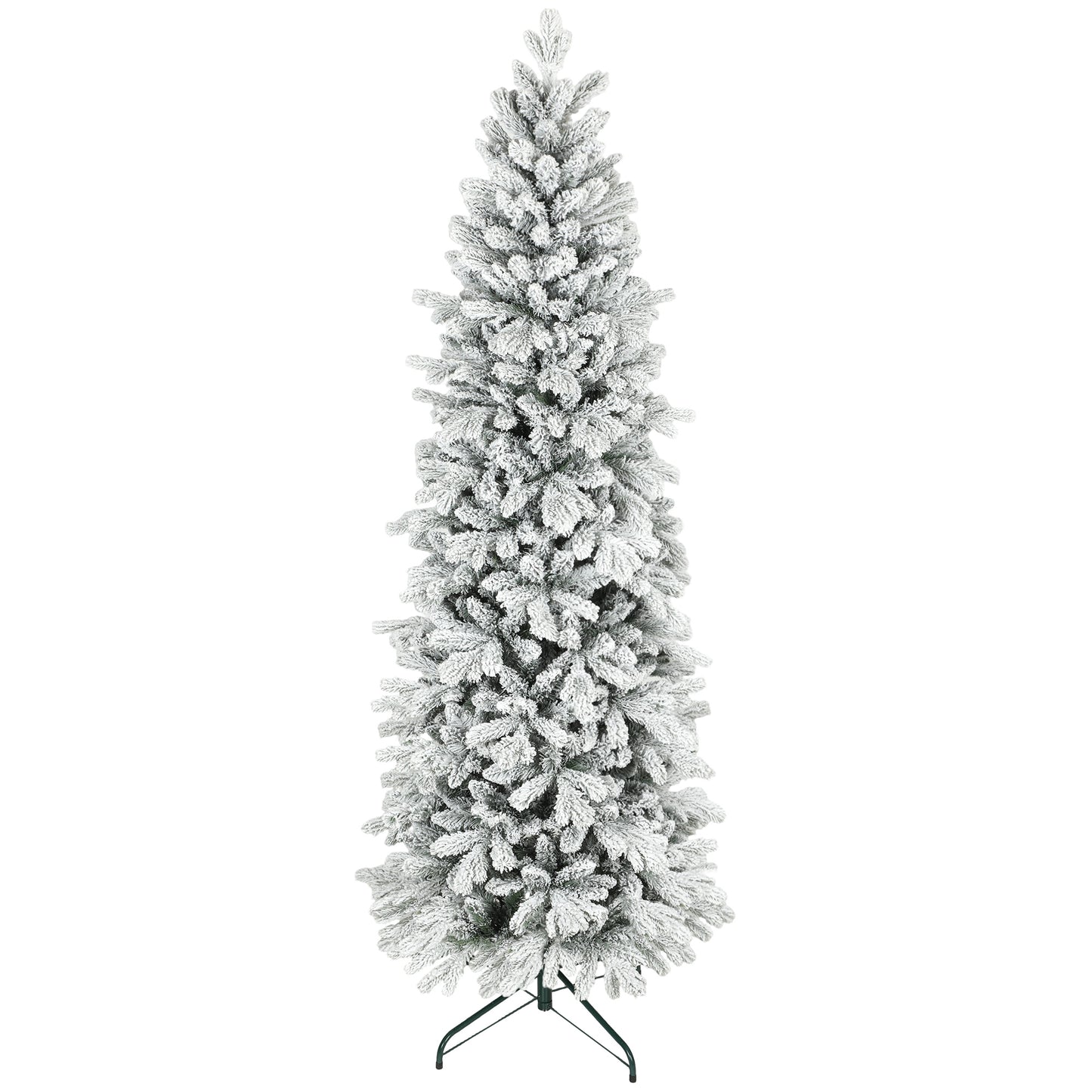 7ft Pencil Christmas Tree with Snow, Realistic Tips, Easy Assembly