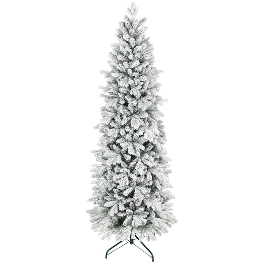 7ft Pencil Christmas Tree with Snow, Realistic Tips, Easy Assembly