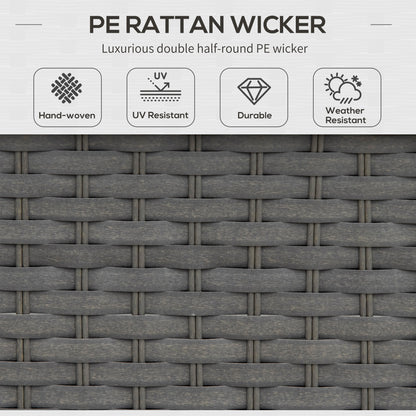 6pc Garden Furniture Set Rattan Sofa Outdoor Wicker Table Ottoman Stool