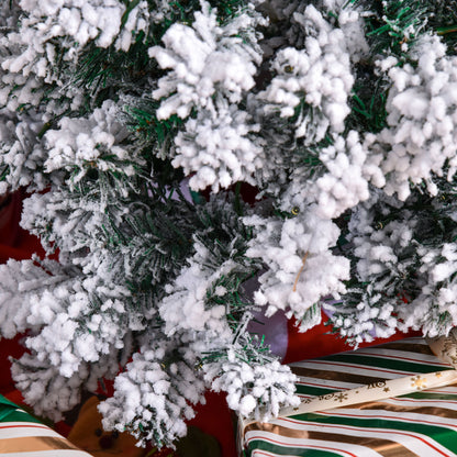 4FT Prelit Snow Flocked Christmas Tree w/ Light, Xmas Decoration Green