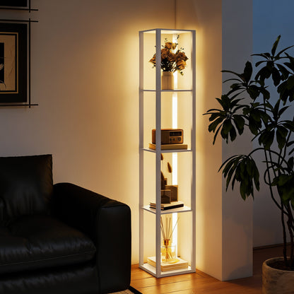 Floor Lamp for Living Room, Standing Lamp with Foot Switch, White