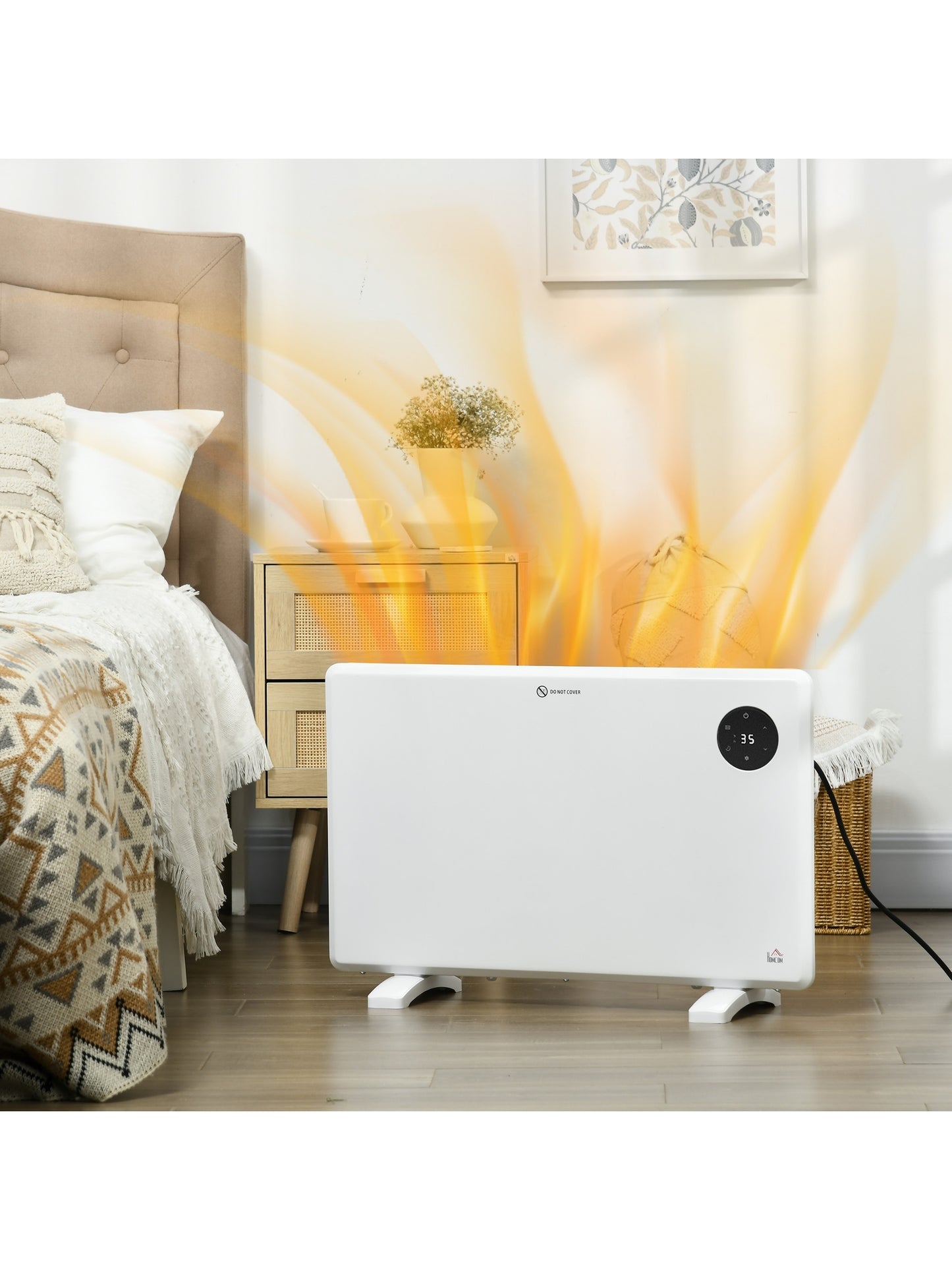 Electric Convector Heater, Quiet Space Heater w/ LED Display, White