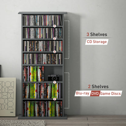 CD Storage Unit DVD Tower Blu-ray Storage Shelf for Living Room Grey