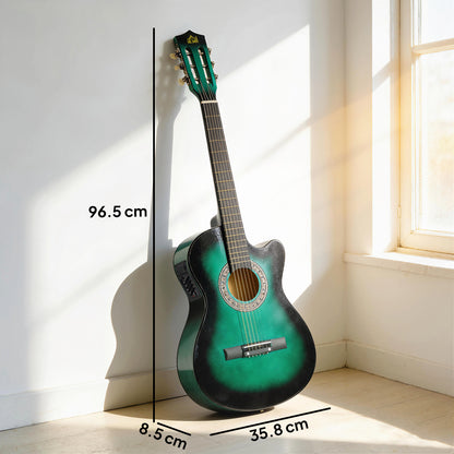 Beginner Acoustic Electric Cutaway Guitar Adult Junior Guitar, Green