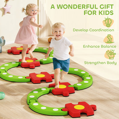 Kids Stepping Stones Balance Beam, Outdoor Indoor Sensory Toy Green