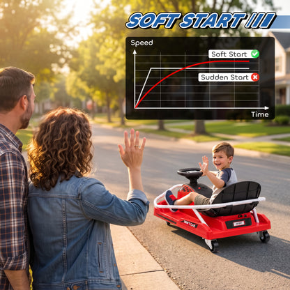 24V Electric Go Kart for Kids with Drift Mode, Soft Start, Red