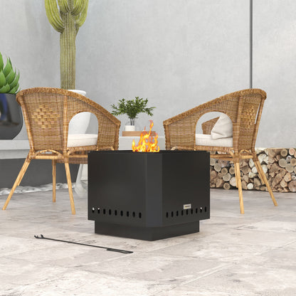 Smokeless Fire Pit, Square Metal Bonfire Stove, Black