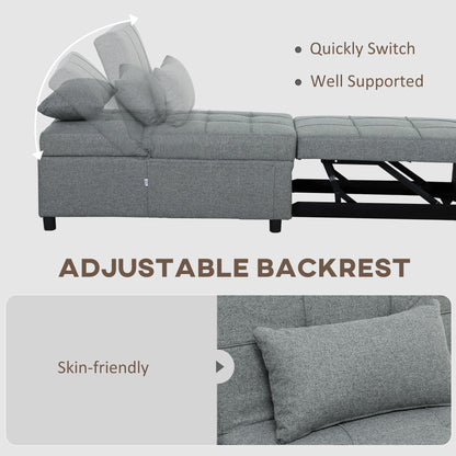 4-in-1 Pull Out Sleeper Chair Bed with Pockets, Light Grey