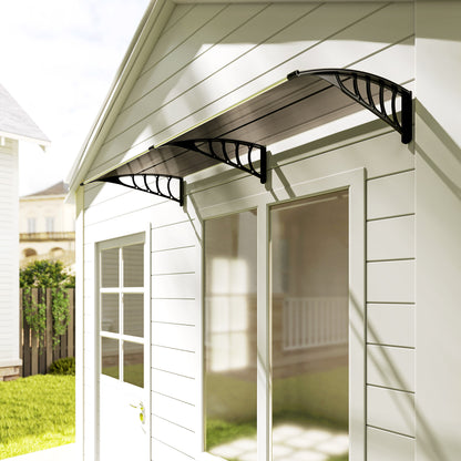 Door Canopy Outdoor Awning Rain Shelter for Window Porch, Brown
