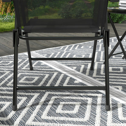 Bistro Set Folding Chairs & Coffee Table for Balcony, Black