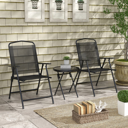 Bistro Set Folding Chairs & Coffee Table for Balcony, Black