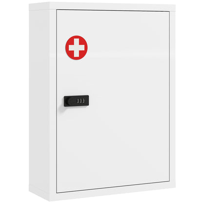 Wall Mount Medicine Cabinet with Combination Lock, White