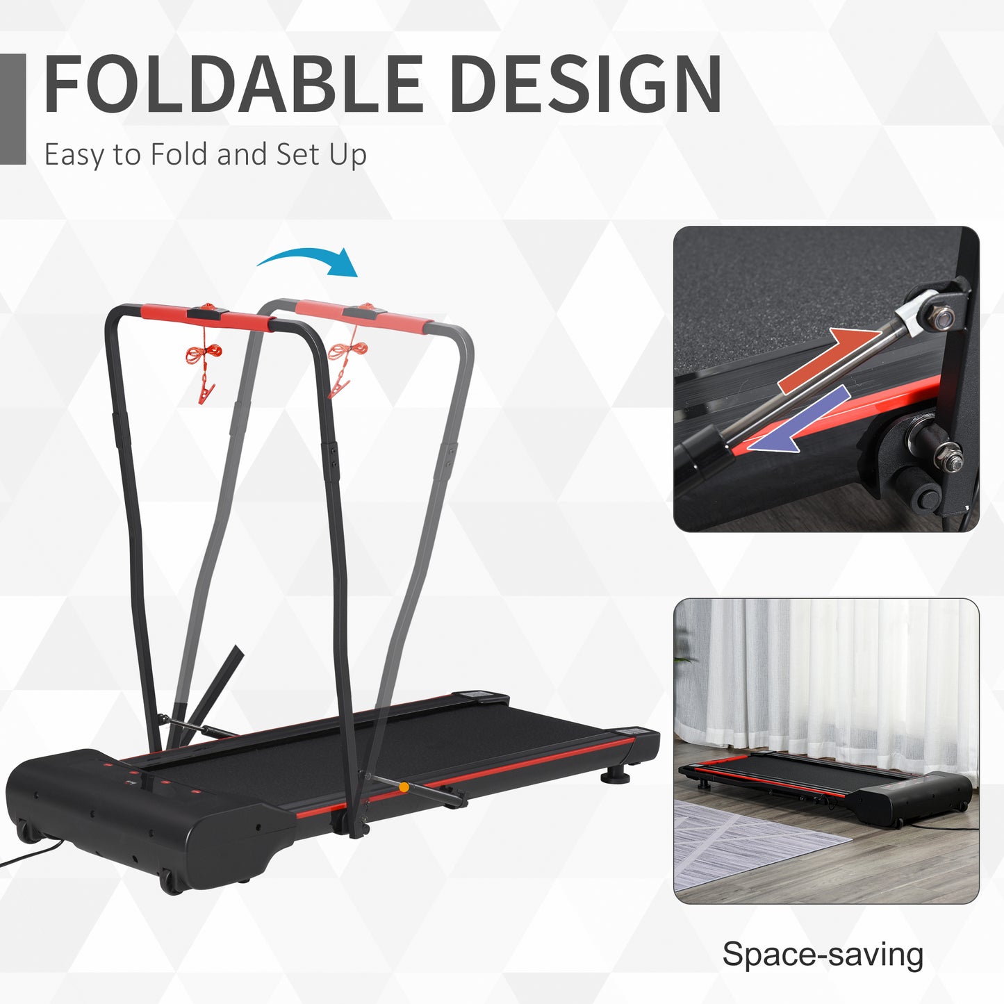 Foldable Walking Machine Treadmill 1-6km/h with LED Display & Remote Control Exercise Fitness for Home