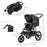 Three Wheeler Pushchair, Lightweight Foldable Running Baby Stroller with Fully Reclining, Adjustable Handlebar Backrest, Sun Canopy Black