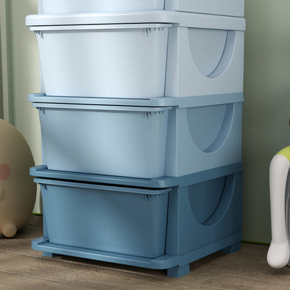 Kids Storage Units with Drawers 4 Tier Chest Dresser Tower Blue