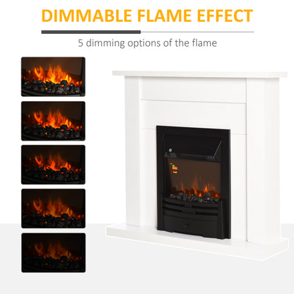 Electric Fire & Mantelpiece w/ LED Flames Remote Timer