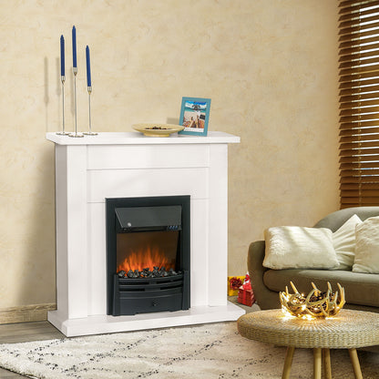 Electric Fire & Mantelpiece w/ LED Flames Remote Timer
