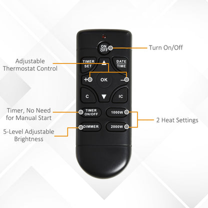 Electric Fire & Mantelpiece w/ LED Flames Remote Timer