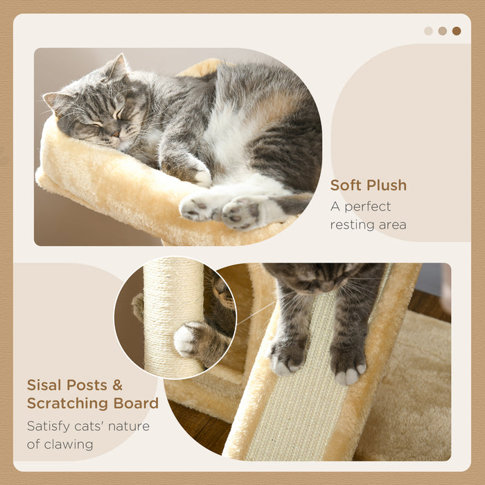 Sisal Cat Rest & Play Activity Tree w/ 2 House Cream White