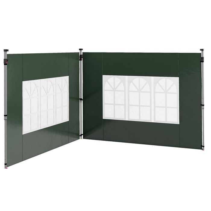 Gazebo Side Panels, Sides Replacement with Window for 3x3(m) or 3x4m Pop Up Gazebo, 2 Pack, Green