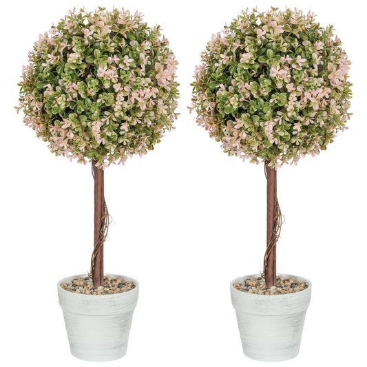 Set of 2 Decorative Artificial Plants, Cream White